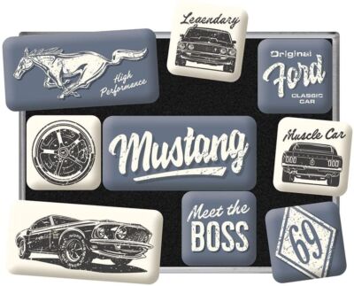 Nostalgic-Art - Retro 9 piece fridge magnet set - Ford Mustang The Boss