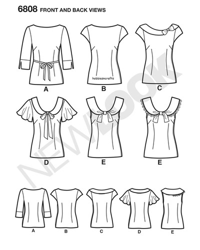 NEW LOOK 6808 MISSES' TOPS Easy Sewing Pattern 6 Designs Sizes 8 - 18 - Picture 9 of 9