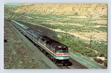 Postcard Amtrak Railroad Train San Francisco Zephyr Rock Springs WY 1980s Chrome