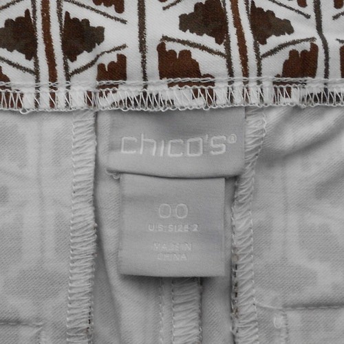 Chico's Capri Pants Womens 00 2 Brown White Rayon Cotton Pull On Stretch Casual - Picture 4 of 13