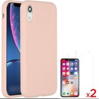 Coque Silicone pour iPhone Xr Rose Antichoc + 2 Verres Trempes Little Boutik®