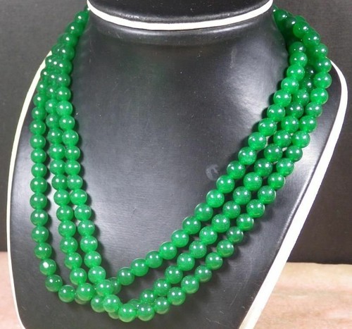 Fashion Genuine 8mm Ice Green Jade Round Beads Necklace Women 17inches - Picture 6 of 6
