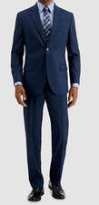 $395 Nautica Men's Blue Plaid Modern-Fit Stretch Jacket Pants 2-Piece Suit 44L