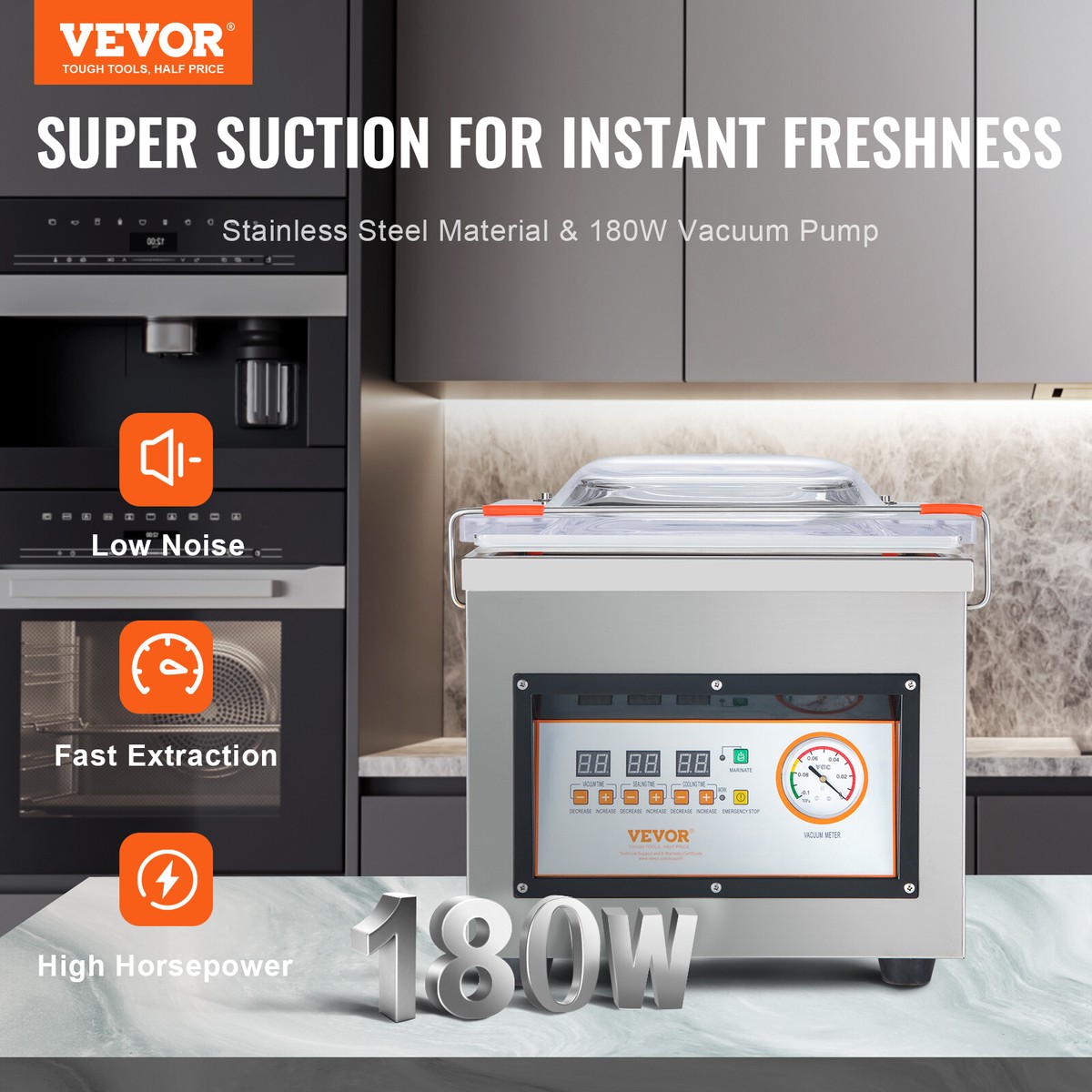VEVOR DZ-260C Chamber Vacuum Sealer Machine - 320W Commercial Grade | 14x13.4x2.8 Inch Chamber