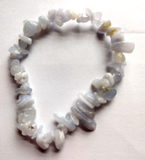 BLUE LACE AGATE HEALING CRYSTAL CHIP BEAD BRACELET REIKI CALMING