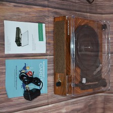 Wockoder KD-2008BL Woodgrain Wireless Turntable Record Player Stereo Speaker