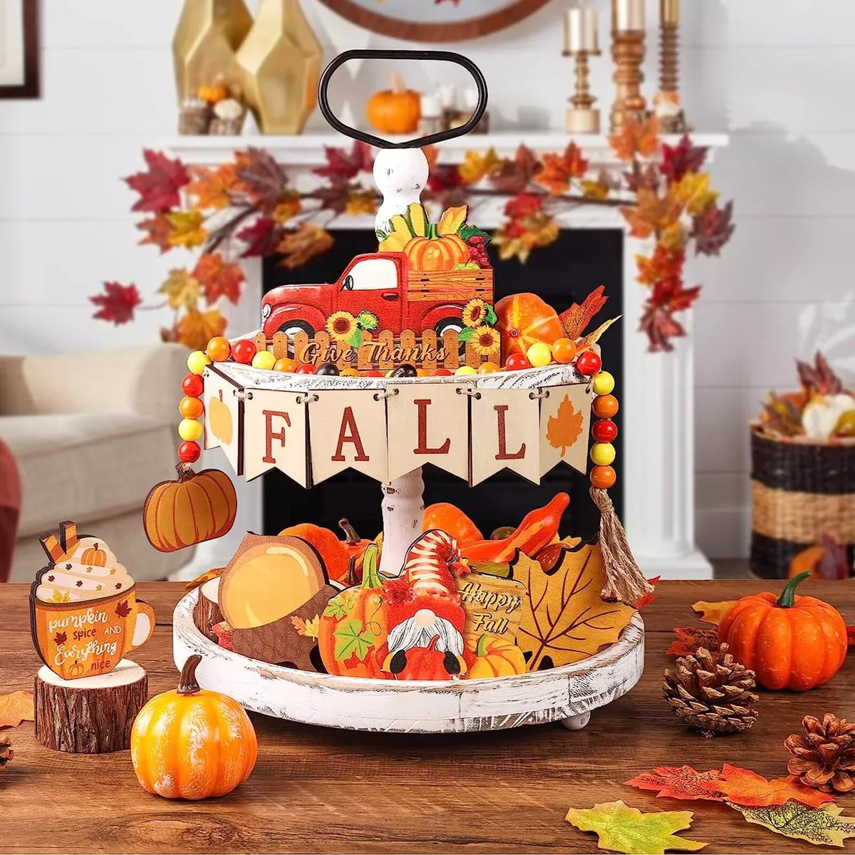 Fall Tiered Tray Decor Set Fall Thanksgiving Decor Home Fall Decor ...