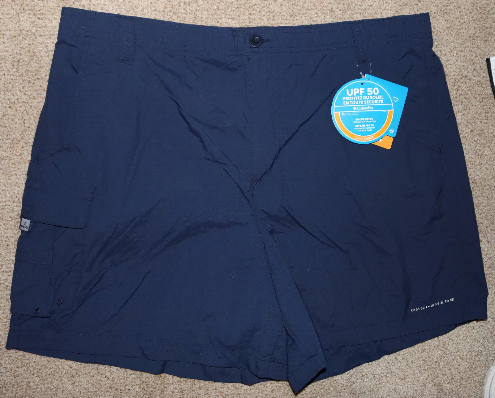 Columbia PFG Bahama Omni-Shade Mens Blue XL 8" Nylon Shorts UPF 50