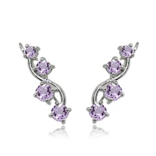 Sterling Silver Amethyst Vine Climber Crawler Earrings