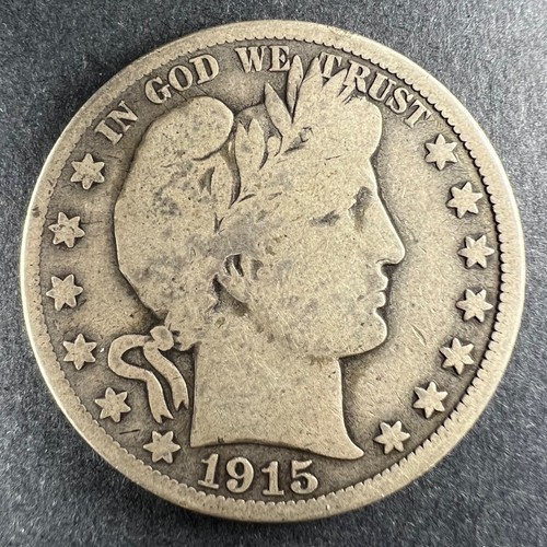 1915 D Barber Half Dollar VG 90% Silver Old United States Very Good 50C