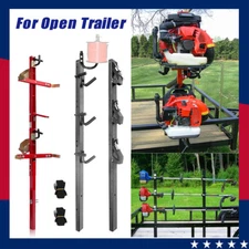 3 Place Weedeater Rack & 2 Place Red Backpack Blower Rack for Open Trailer Steel