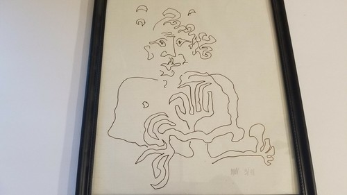 Pop Art Sketch Drawing Print Framed Vintage Artist Signed MAN 3/91 Untitled - Picture 6 of 9