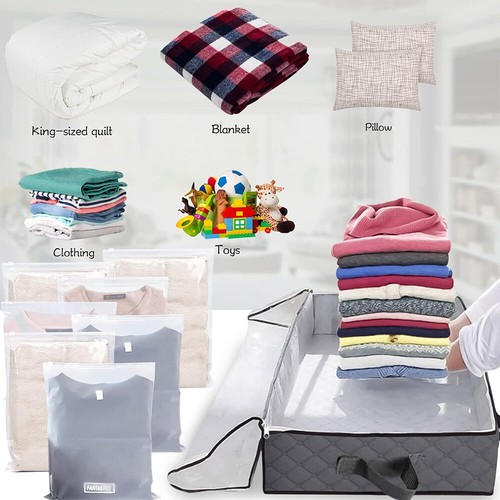 2PCS Underbed Storage Bag Organizer 90L Large Capacity Storage Box with Handle - Picture 17 of 17