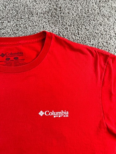 Columbia Shirt Mens Extra Large Red Blue Performance Fishing Gear Short Sleeve - Picture 8 of 10