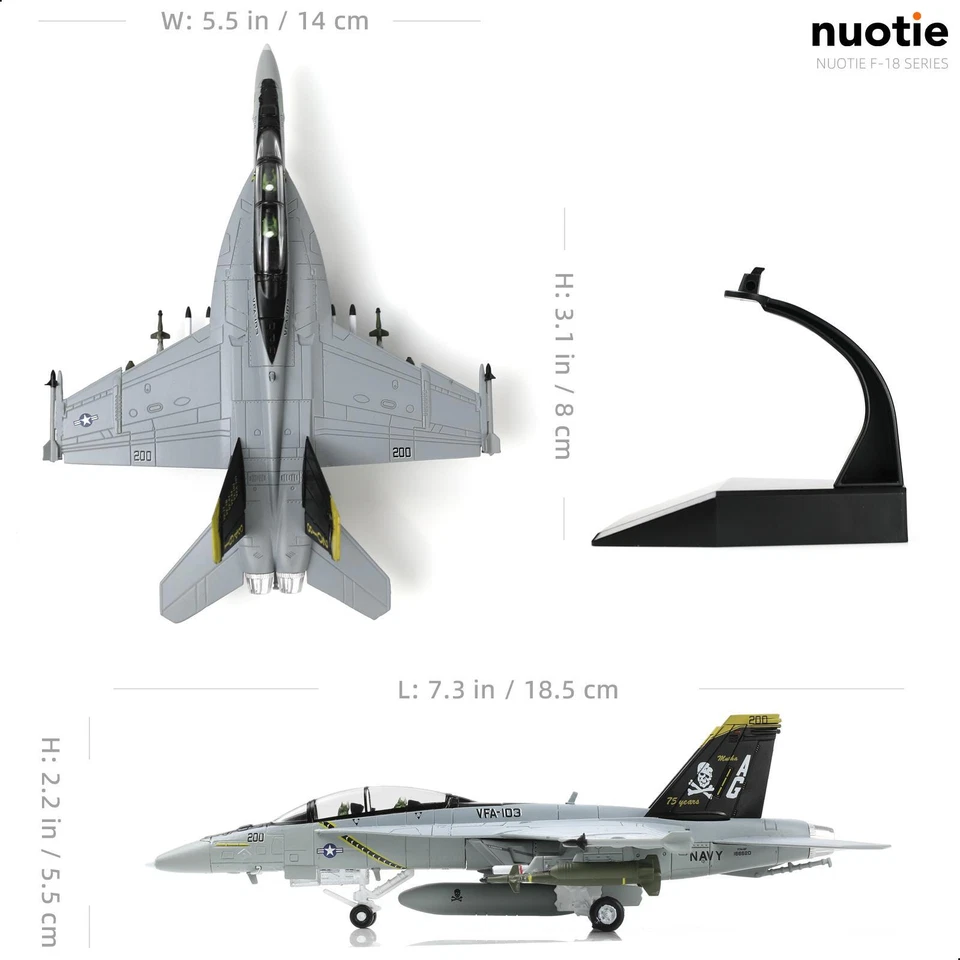 Kits de modelo de avión de combate de metal fundido a presión Super Hornet 1/100 F/A-18 réplica preconstruida Foto 4 de 4