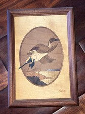 HUDSON RIVER WOOD INLAY PINTAIL DUCK BY NELSON PICTURE 10  x7 FRAMED