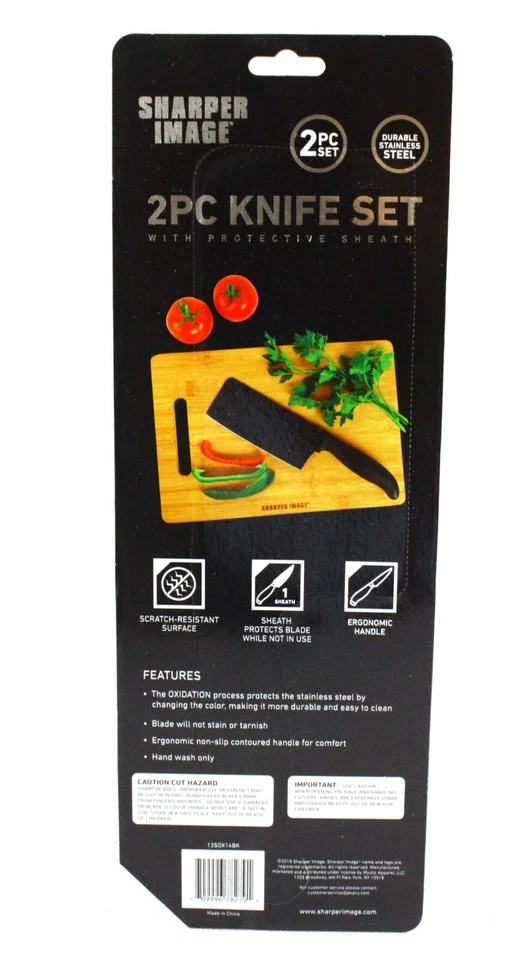 Sharper Image 6" Cleaver Knife + Sheath Black Oxidized Finish Free Shipping - Image 2 of 3