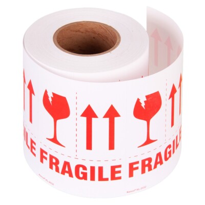 5'' x 3'' FRAGILE THIS END UP Inventory Sticker Shipping Labels - 1500pc, 3 Rolls