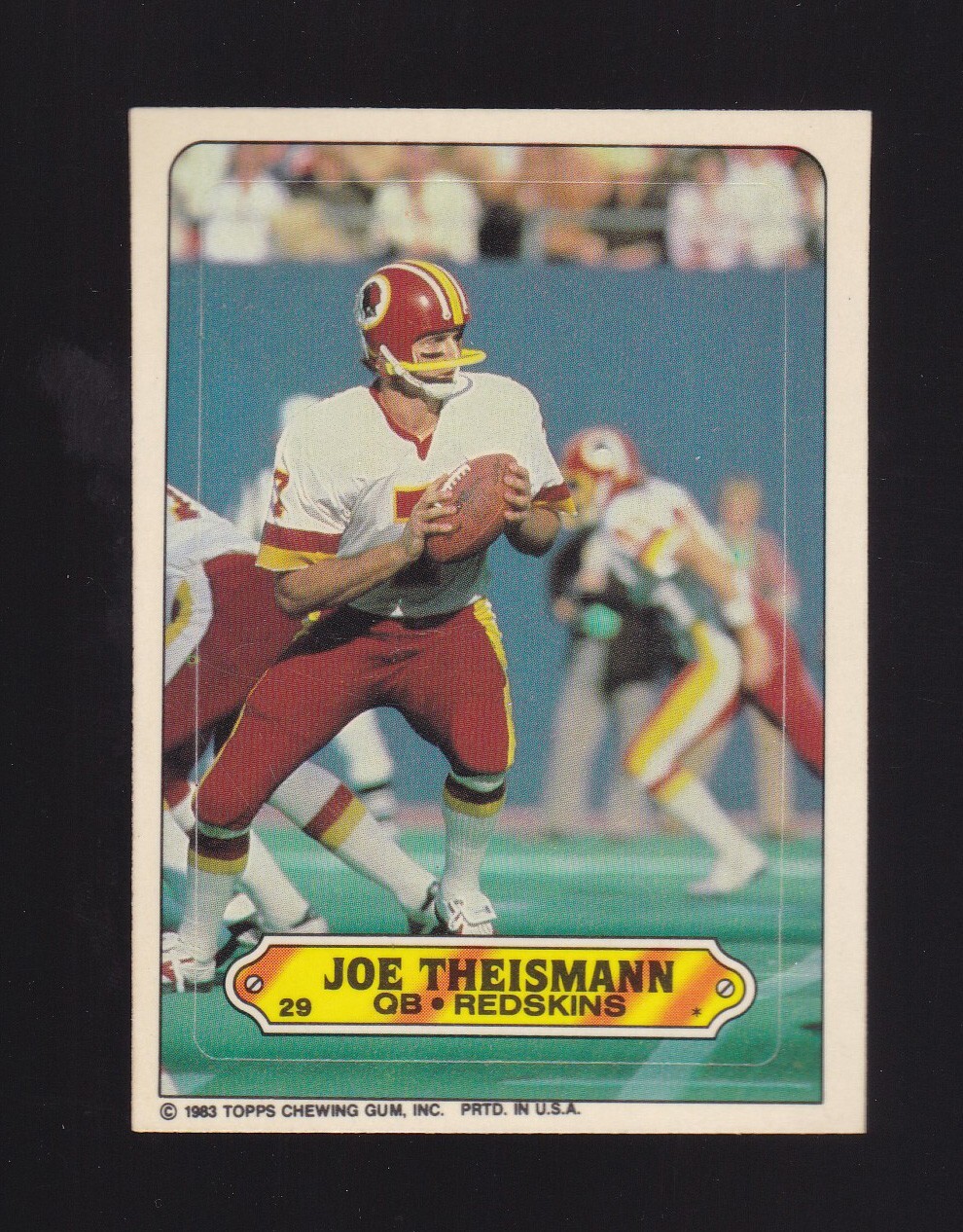 1983 Topps Sticker Joe Theismann #29 Washington Redskins