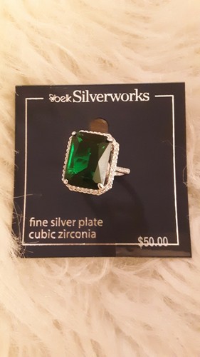 Anello Smeraldo Fine Argento Piatto Cubic Zirconia Misura 7 Costume Gioielli Natale - Foto 7 di 23