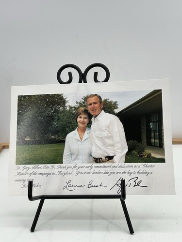 Autographed Pictures of George W. Bush and Laura Bush Personalized /Letter 1990