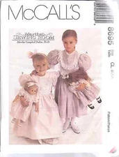 8695 Vintage UNCUT McCalls Pattern Girls Dress + Doll Dress M Pullen cottagecore