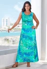Jessica London Women's Plus Size Stretch Cotton Tank Maxi Dress
