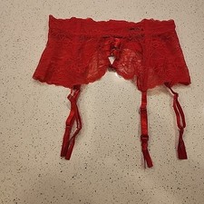 escante lingerie Garter M Red Lace Stretchy Boned Hook Eye