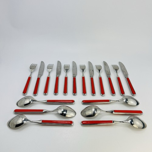 Pinti Inox Menù Posate 18 pz Coltello Forchette Cucchiaio Plastica Acciaio Inox Anni 80 - Foto 2 di 16