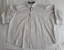 Paul Fredrick Flip LS Dress Shirt 22-36 Stripe Two Ply Cotton Pinpoint Non-Iron