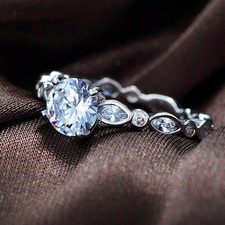 2 Ct Round Cut Simulated Diamond Solitaire Wedding Ring In 14k White Gold Plated