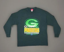 VTG Y2K Green Bay Packers B2B NFC North Champs Large Green Graphic LS T-Shirt XL