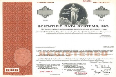 Scientific Data Systems, Inc. - Various Denominations Specimen Bond - Specimen