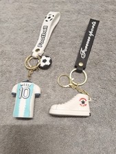 Lot of 2 Keychains White #10 Messi Soccer Jersey/Matching White Converse Sneaker