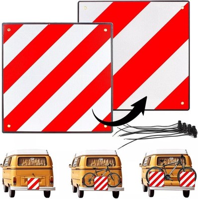 2X Warntafeln Warnschild reflektierend Italien Spanien 50 x 50cm Aluminium Ø1cm
