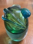 Vintage Murano Glass Blue & Green Frog, Salviati & Co. , c. 6"  circa '70 Signed