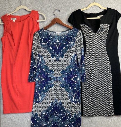 Lot of 3 Sheath Shift Short Dresses Sz 10 Dressbarn London Times Professional