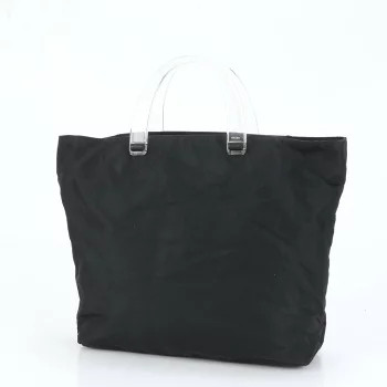 バッグ PRADA TESSUTO NYLON LOGO TOTE HAND BAG Prada Tessuto Triangle Logo Nylon Tote Black - TheRelux.com