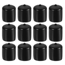 12 Pcs 7/8" ID Round Rubber End Caps Flexible Rubber Bolt Covers Caps Black