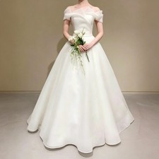 Elegant Off Shoulder A-Line Wedding Dresses Simple Long Custom Plus Size Gowns