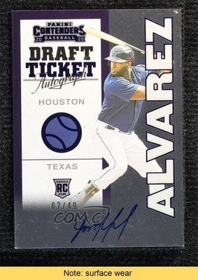 2020 Panini Contenders Draft Ticket Blue 2/49 Yordan Alvarez Auto RC READ nd3