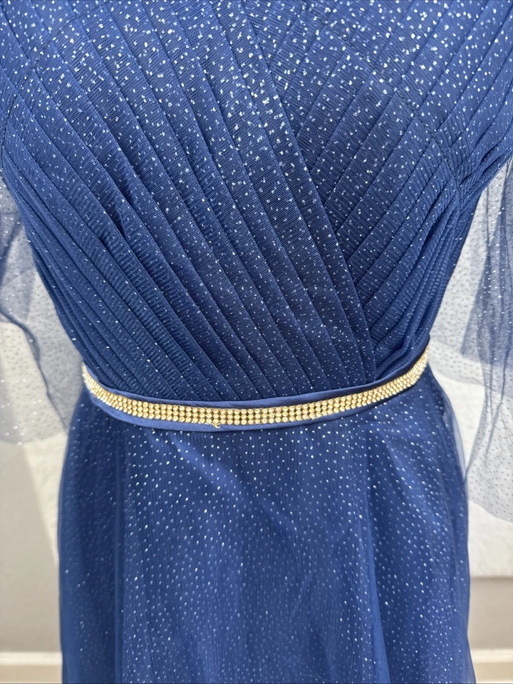 Mujer Brillante Tul Estrás Brillo Azul Vestido de Noche Hada Princesa LEER Foto 3 de 4