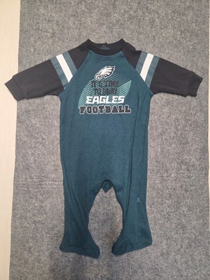 Gerber NFL Unisex Baby Sz 3-6 M Eagles Football Footed Snap One Piece Bodysuit