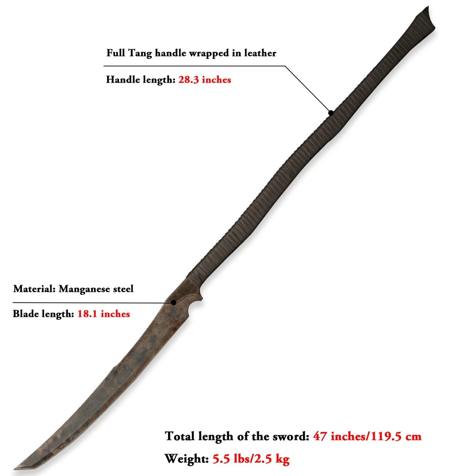 Espada larga hecha a mano de acero al manganeso y funda de machete afilada/exterior/cuero Foto 2 de 4