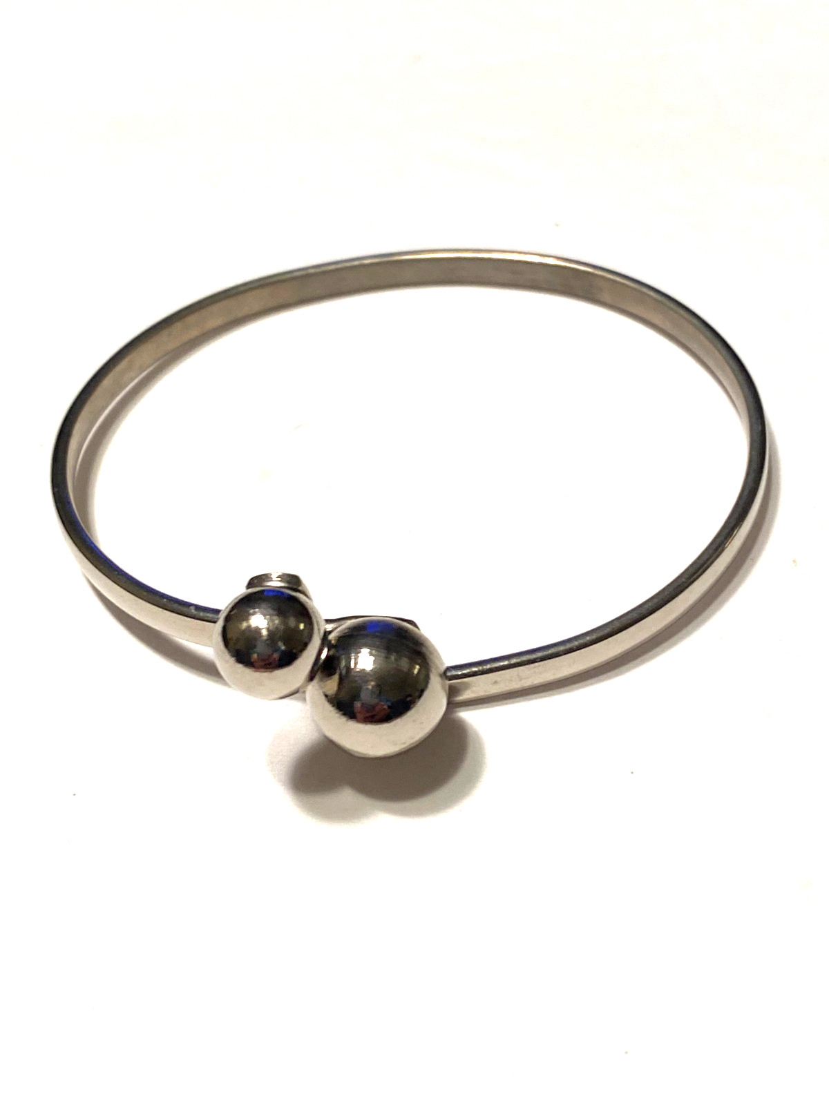 Bangle Bracelet Silver Tone Hook Over Style-image