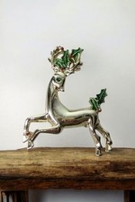 Gerry's Holly Reindeer Brooch Pin Vintage Christmas Rhinestone Eyes Signed