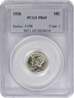 1936 Mercury Silver Dime PR65 PCGS