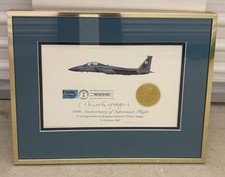 Chuck Yeager Signed F-15 Print 50th Anniversary Supersonic Flight COA 