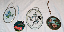 Lot of 4 Hummingbird Stained Glass Painted Glass Suncatchers