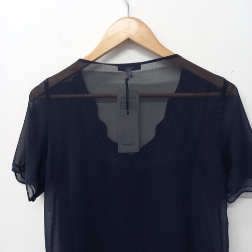 Reiss Blouse Top Womens Size UK 6 Navy Blue Scalloped Edge New NWT RMF08-RP - Picture 4 of 7